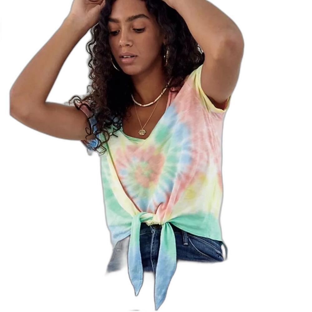 Anthropologie T. La Darya Tie Die Crop Top, front knot, size XS - Picture 2 of 5